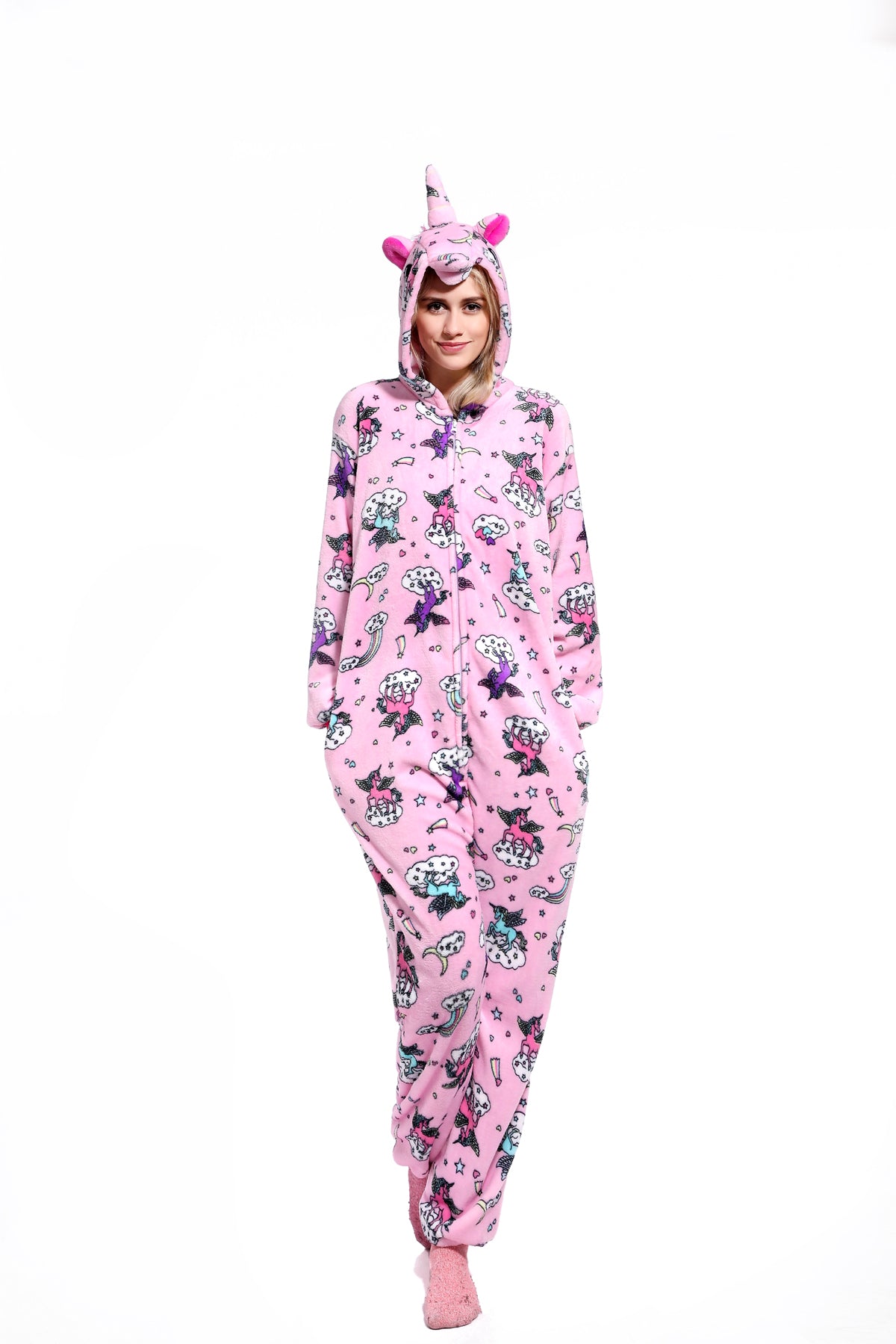 Rubylong Pink Zipper Pegasus Onesies