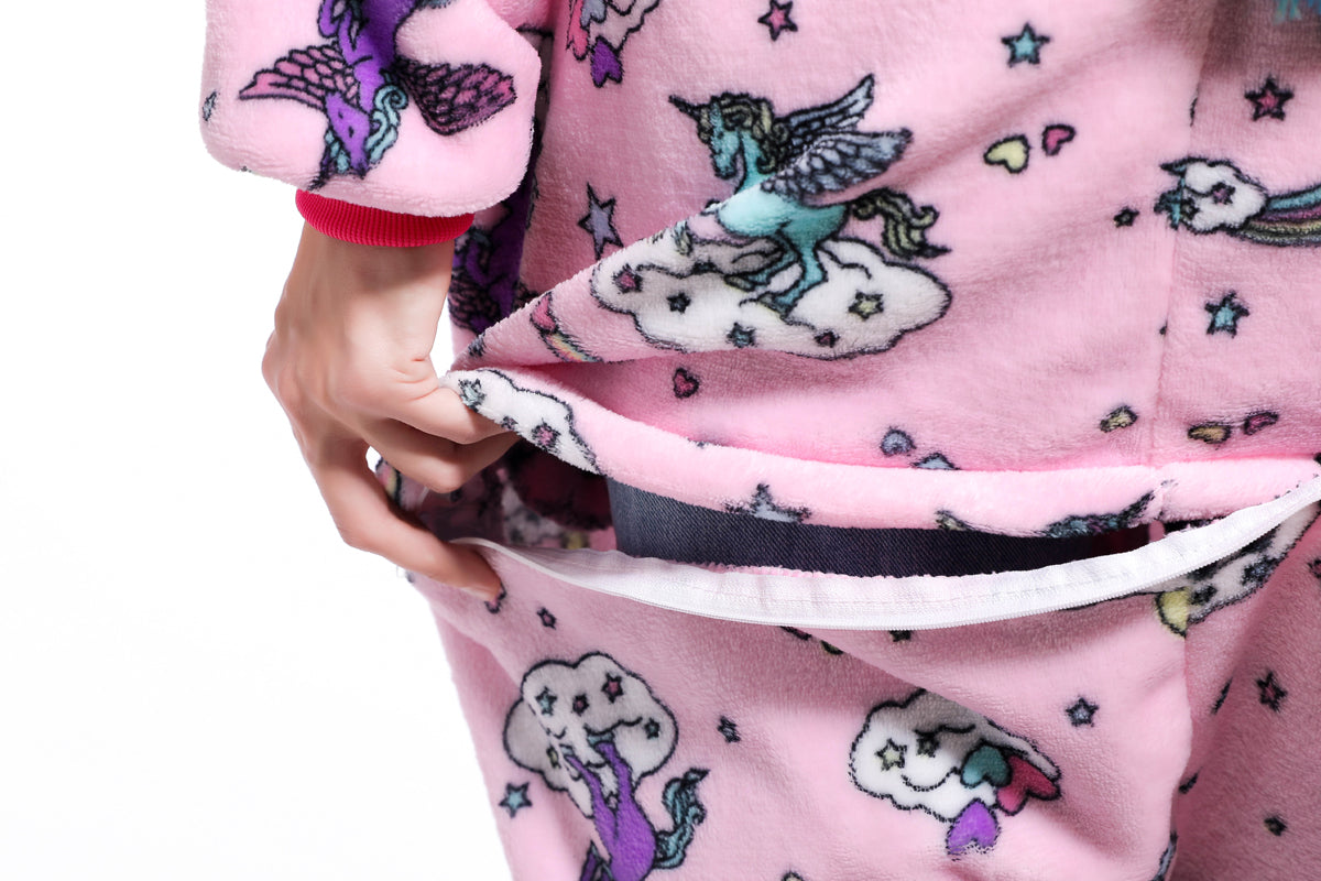 Rubylong Pink Zipper Pegasus Onesies