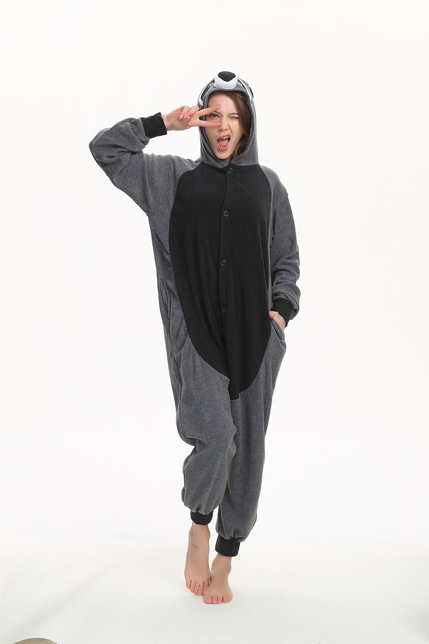 Rubylong Grey Raccoon Onesie