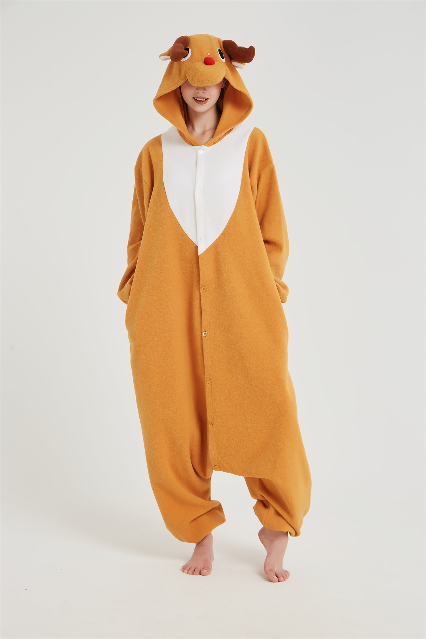 Rubylong Brown Christmas Deer Onesie