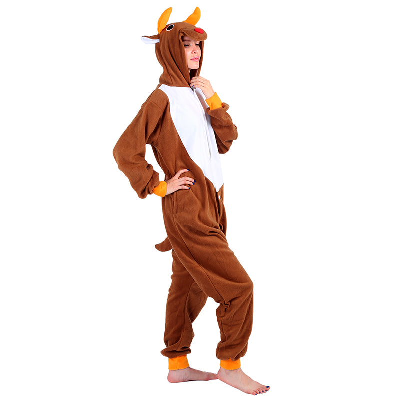 Rubylong Brown Christmas Deer Onesie